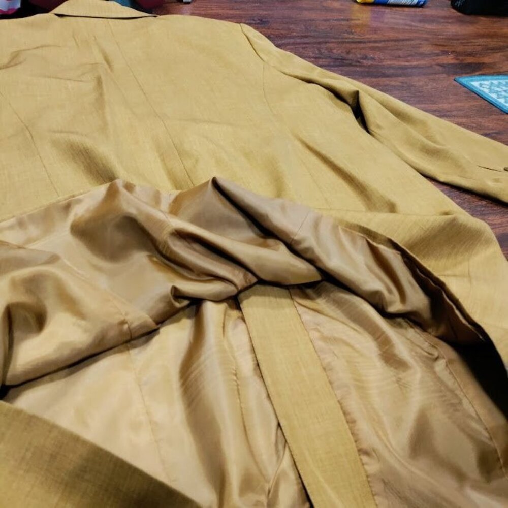 PRET A PORTER SUITS Stylish Tan Vintage Fully Lined Blazer & Pants Set Size 26W - Picture 7 of 16